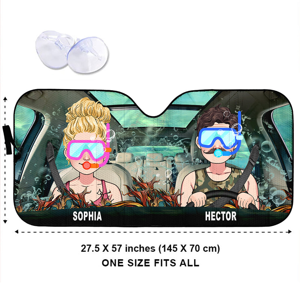 You And Me And The Sea - Personalized Scuba Diving Car Sunshade