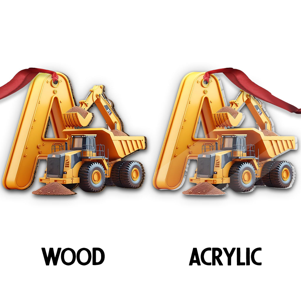 Construction Vehicles Letter - Personalized Kid Ornament