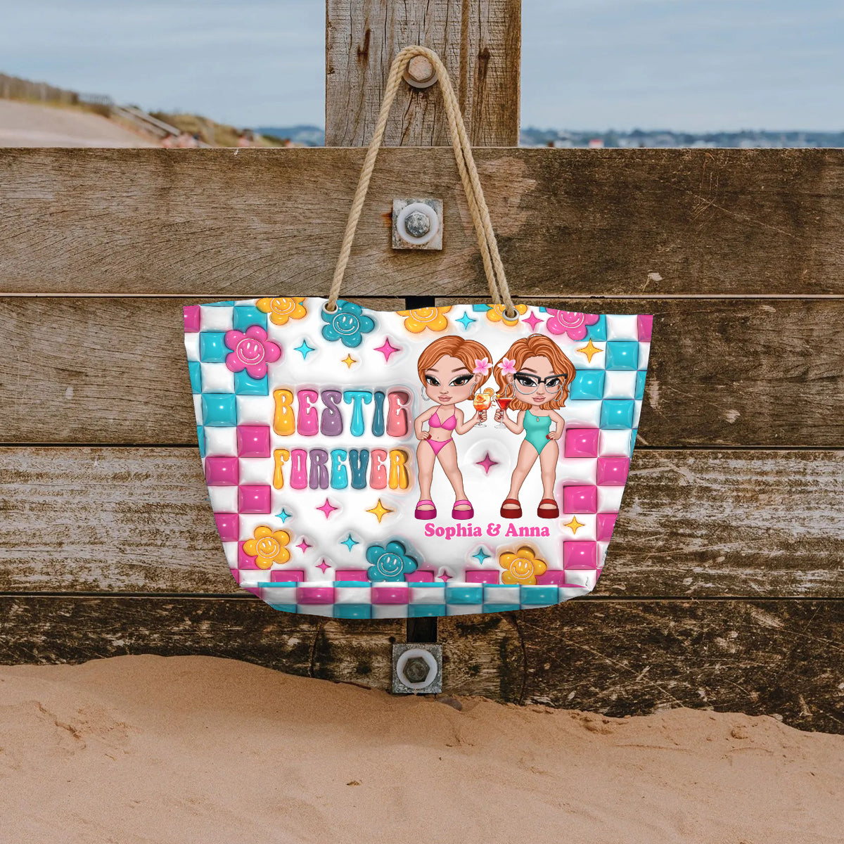 Bestie Forever - Personalized Bestie Beach Bag