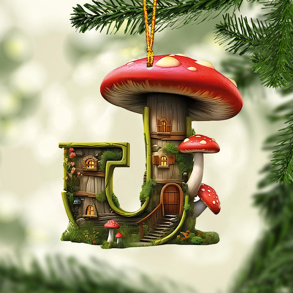Mushroom Letter Ornament - Personalized Mushroom Ornament