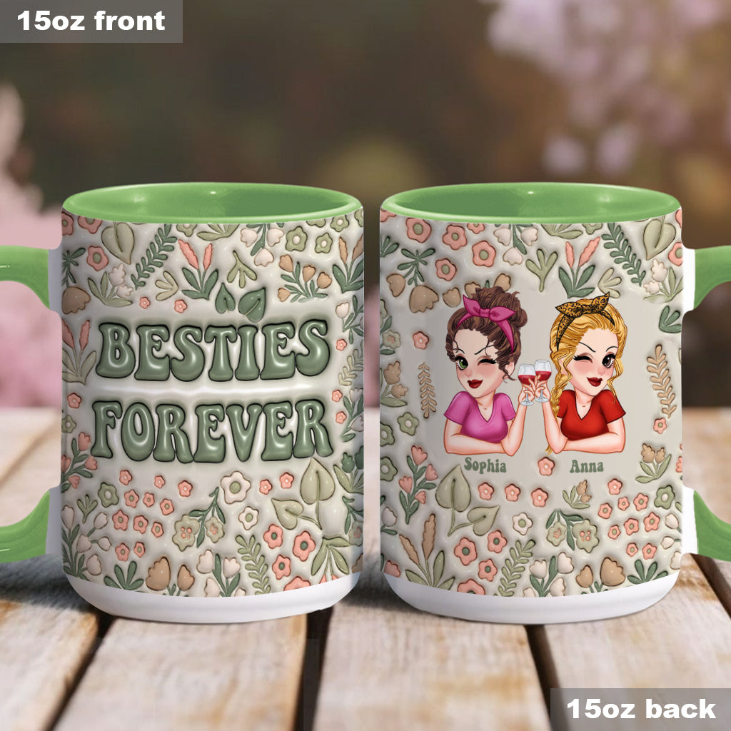 Besties Forever Floral - Personalized Bestie Accent Mug