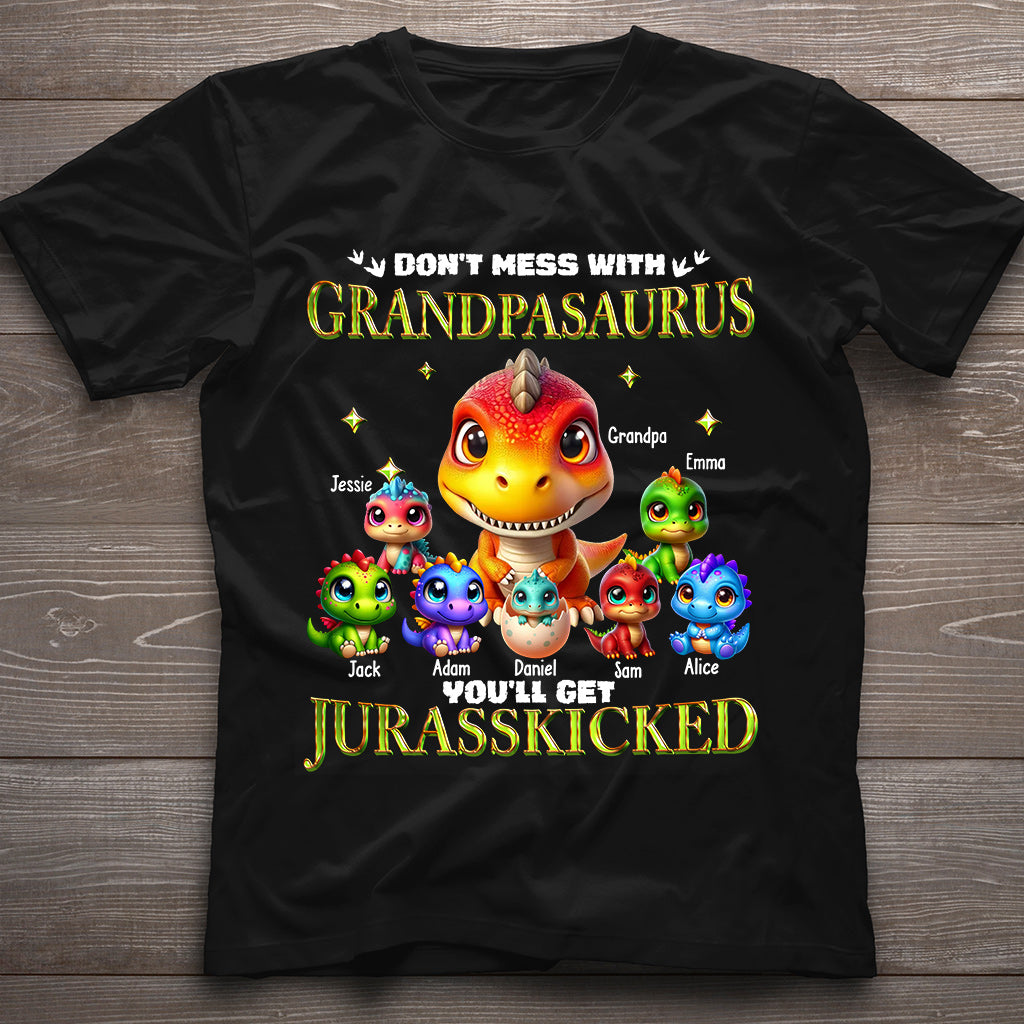 Daddysaurus Grandpasaurus 3D Dinosaurs - Personalized Father T-shirt And Hoodie
