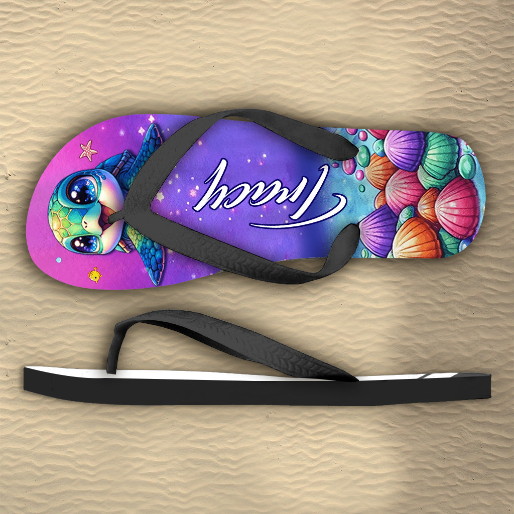 Salty Lil Beach Cutie Turles - Personalized Turtle Flip Flops