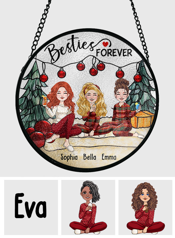 Sisters Forever - Personalized Bestie Stained Glass Suncatcher