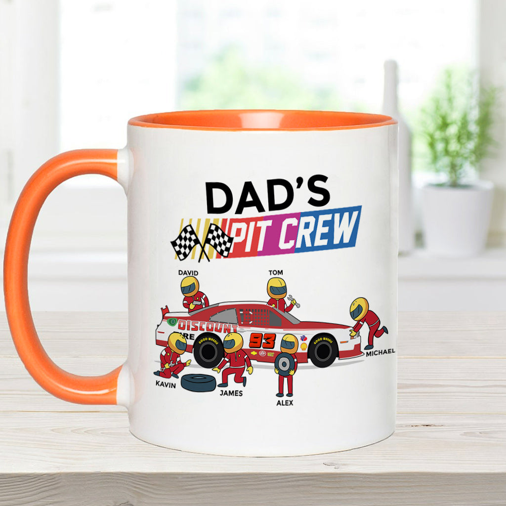 Dad's Pit Crew - Personalized Racing Accent Mug