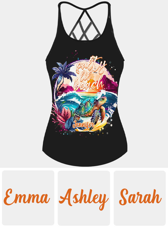 Salty Lil' Beach - Personalized Turtle Cross Tank Top