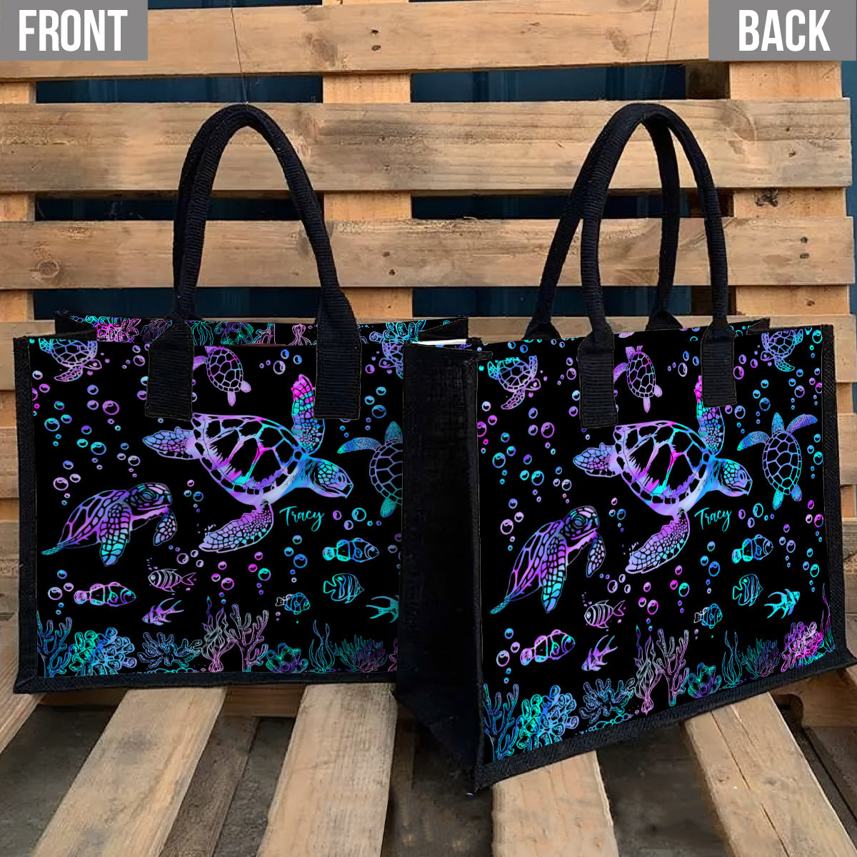 Sea Turtles - Personalized Turtle Canvas Tote Bag