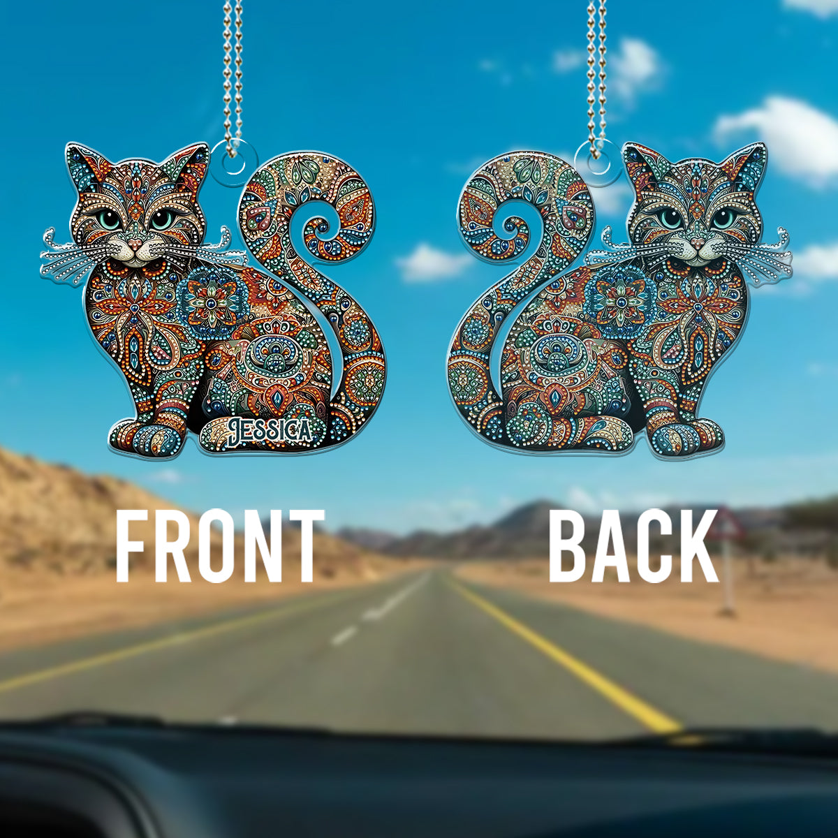 Beautiful Cat - Personalized Cat Custom Shaped Car Ornament