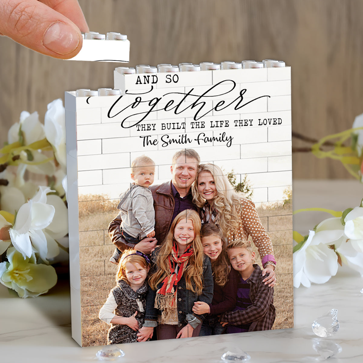 And So Together They Built The Life They Loved - Personalized Family One-sided Vertical Rectangle Building Brick Blocks