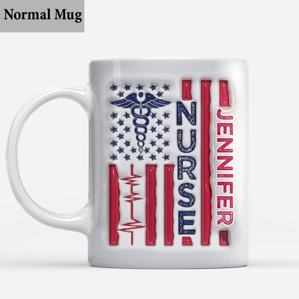 Nurse Patriotic 4th July - Personalized Nurse Mug