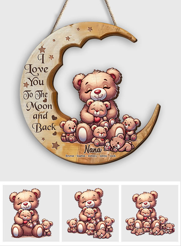 I Love You To The Moon - Personalized Grandma Custom Shaped Wood Sign