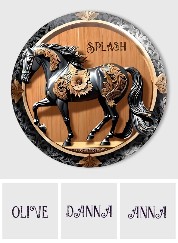Black Horse - Personalized Horse Custom Shaped Wood Sign