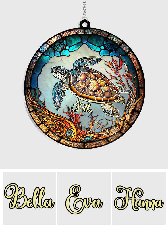 Love Turtles - Personalized Turtle Window Hanging Suncatcher Ornament