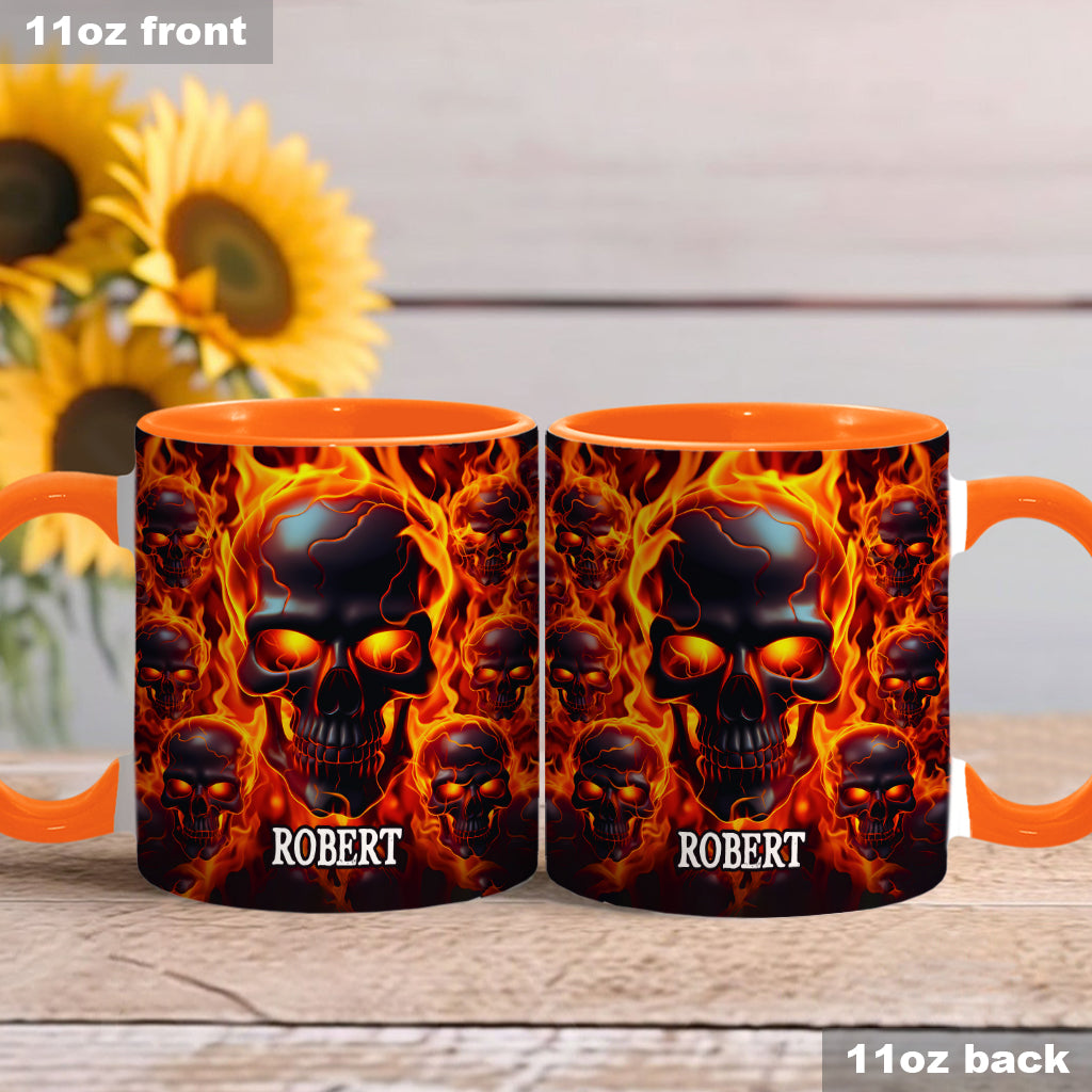 Melted Skull On Fire - Personalized Skull Accent Mug