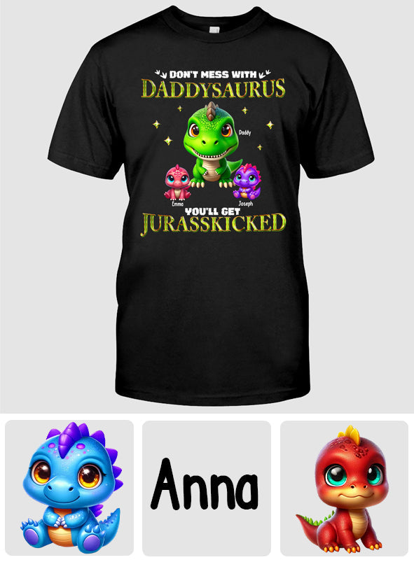 Daddysaurus Grandpasaurus 3D Dinosaurs - Personalized Father T-shirt And Hoodie