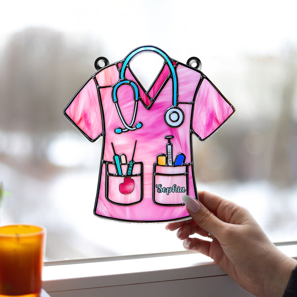 Nurse Scrub Life - Personalized Nurse Window Hanging Suncatcher Ornament