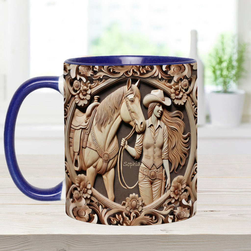 A Girl And Her Horse - Personalized Horse Accent Mug