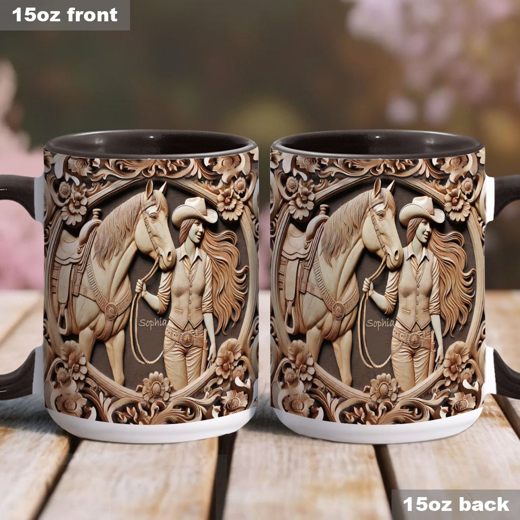 A Girl And Her Horse - Personalized Horse Accent Mug