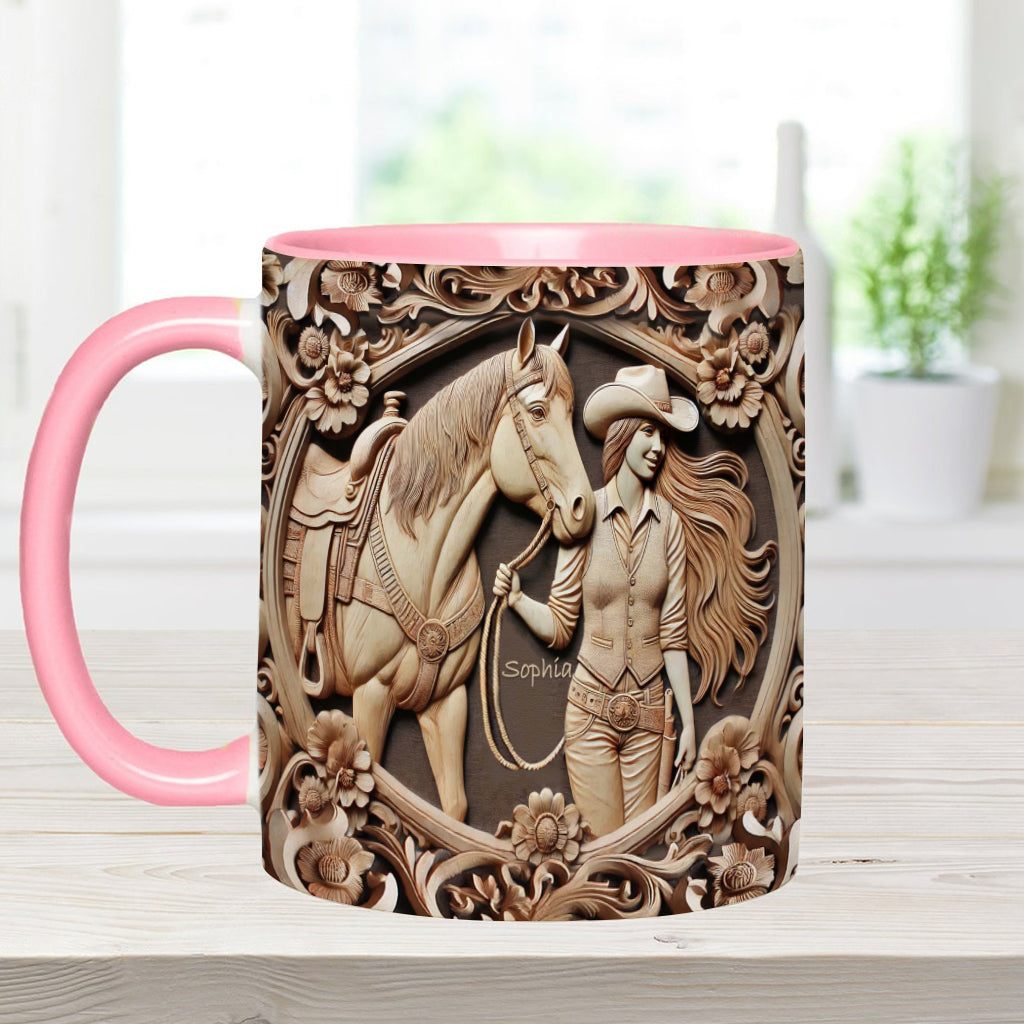 A Girl And Her Horse - Personalized Horse Accent Mug