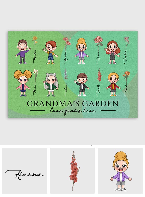 El Amor Crece Aquí Abuela's Garden Grandma Nana - Personalized Grandma Doormat