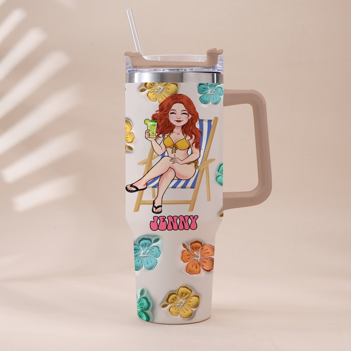 Summer Vibes - Personalized Sea Lover Tumbler With Handle