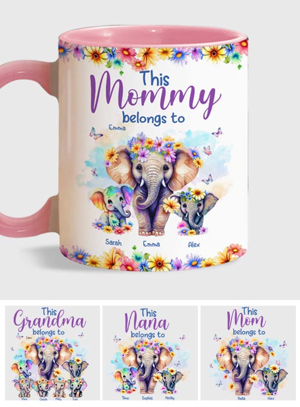 Elephants This Mommy Belongs To - Personalized Mother Accent Mug