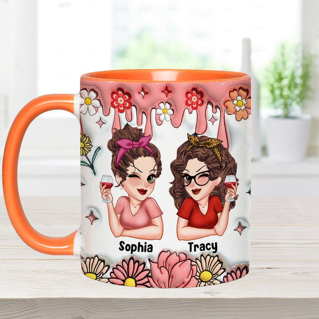 Besties Forever Floral - Personalized Bestie Accent Mug