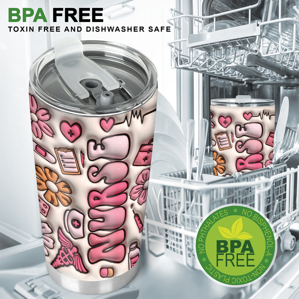Pink Floral Style Nurse Life CNA - Personalized Nurse Tumbler