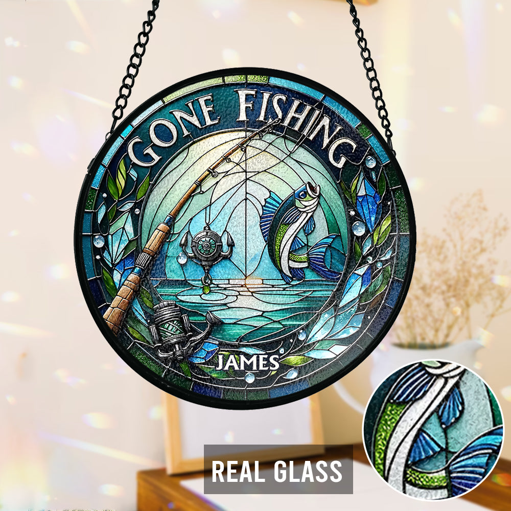 Gone Fishing - Personalized Fishing Stained Glass Suncatcher