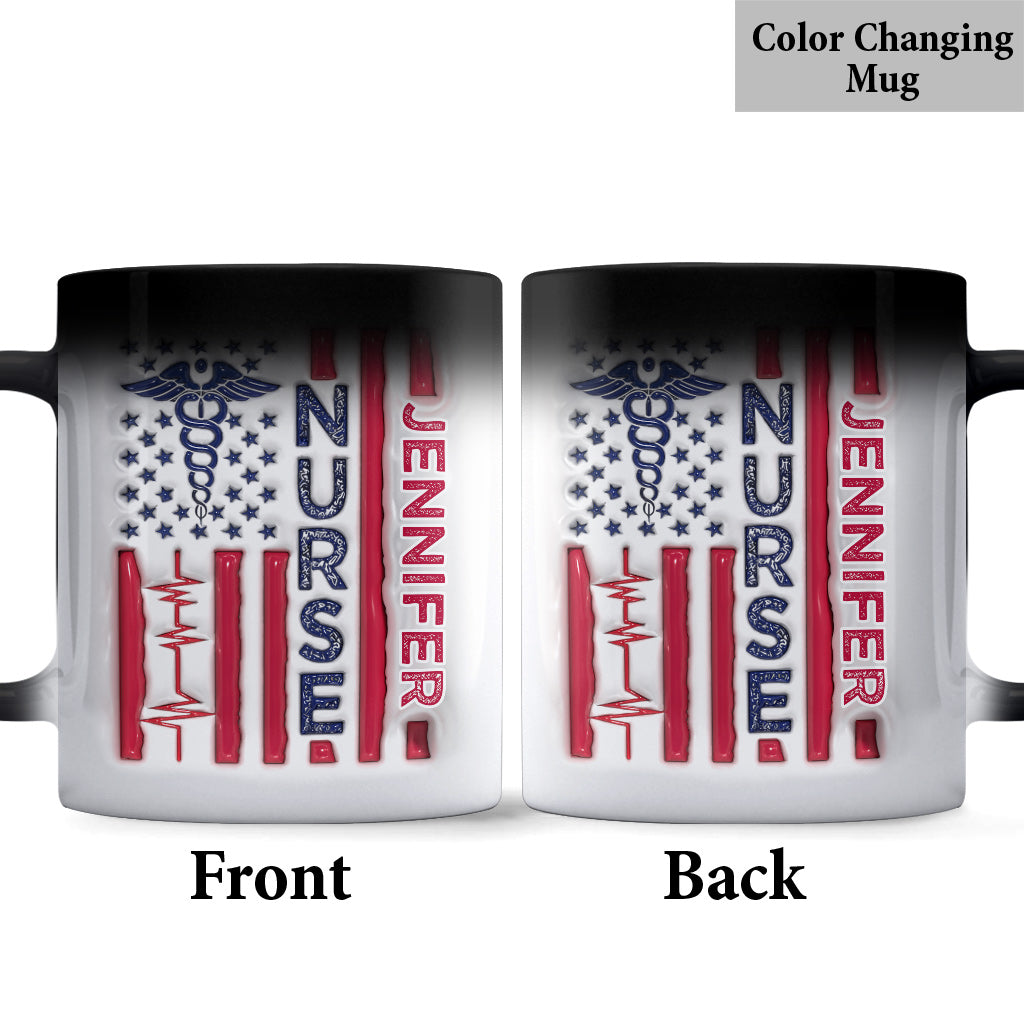 Nurse Patriotic 4th July - Personalized Nurse Mug