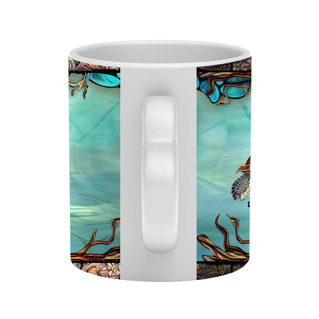 You And Me And The Sea - Personalized Turtle Heart Handle Mug