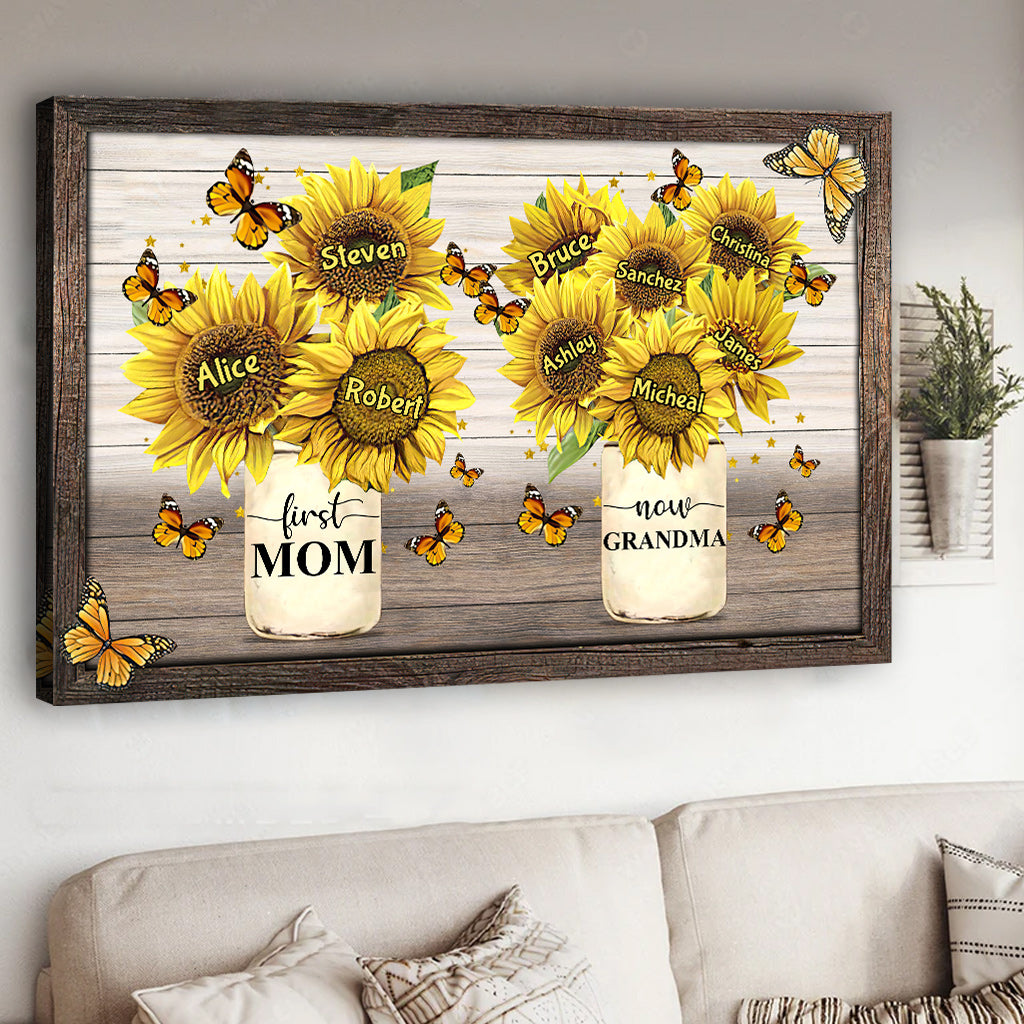 First Mom Now Grandma - Personalized Grandma Canvas And Poster