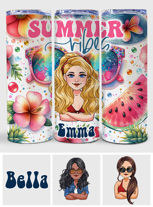 Summer Vibes - Personalized Sea Lover Skinny Tumbler