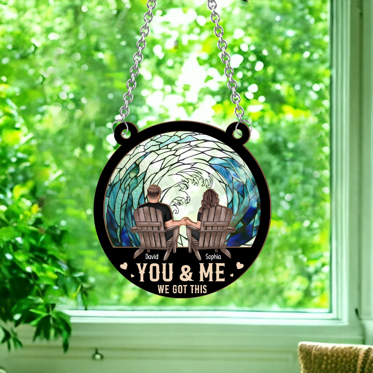 You & Me, We Got This - Personalized Couple 2 Layered Window Hanging Suncatcher