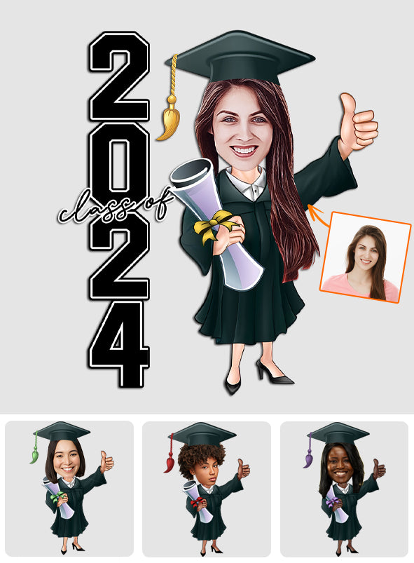 Promotion 2024 - Autocollant de remise de diplôme personnalisé découpé à l'emporte-pièce