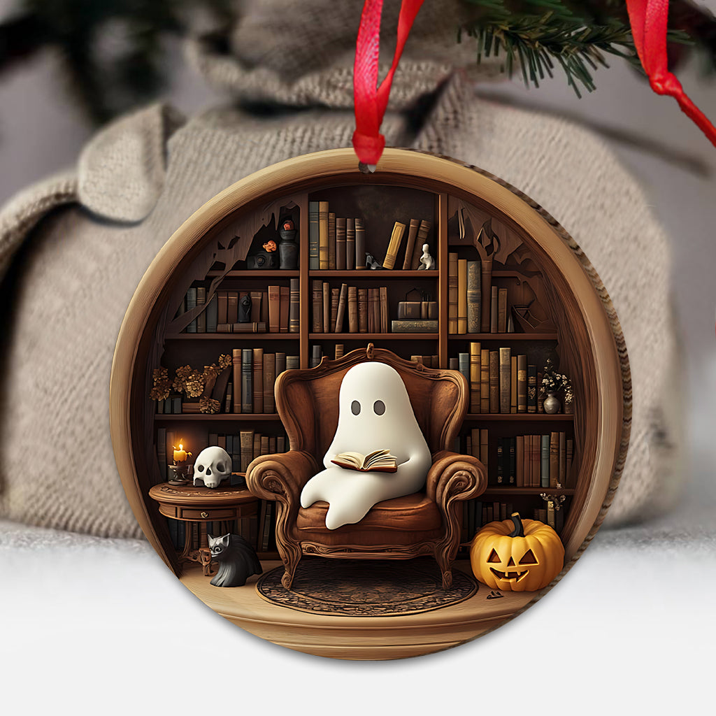 Spooky Ghost Reading Book - Personalized Book Ornament