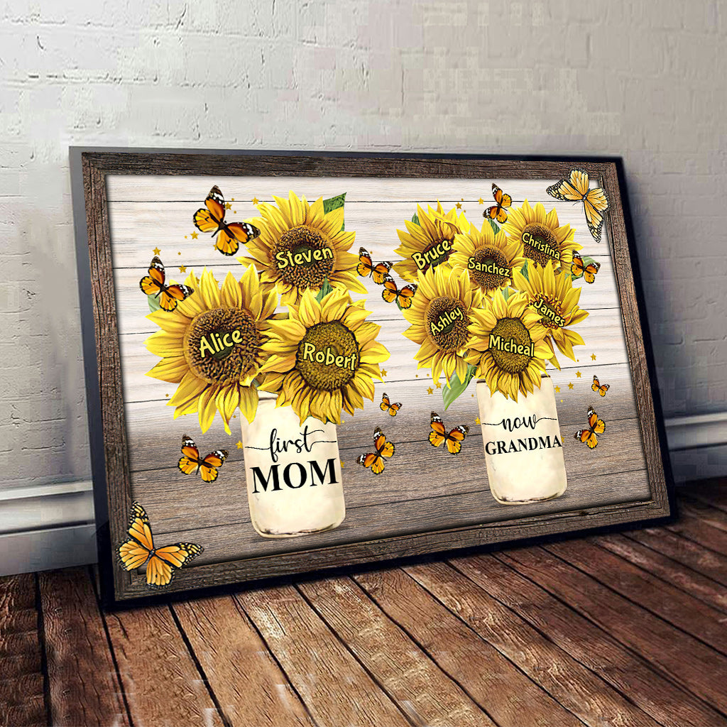 First Mom Now Grandma - Personalized Grandma Canvas And Poster