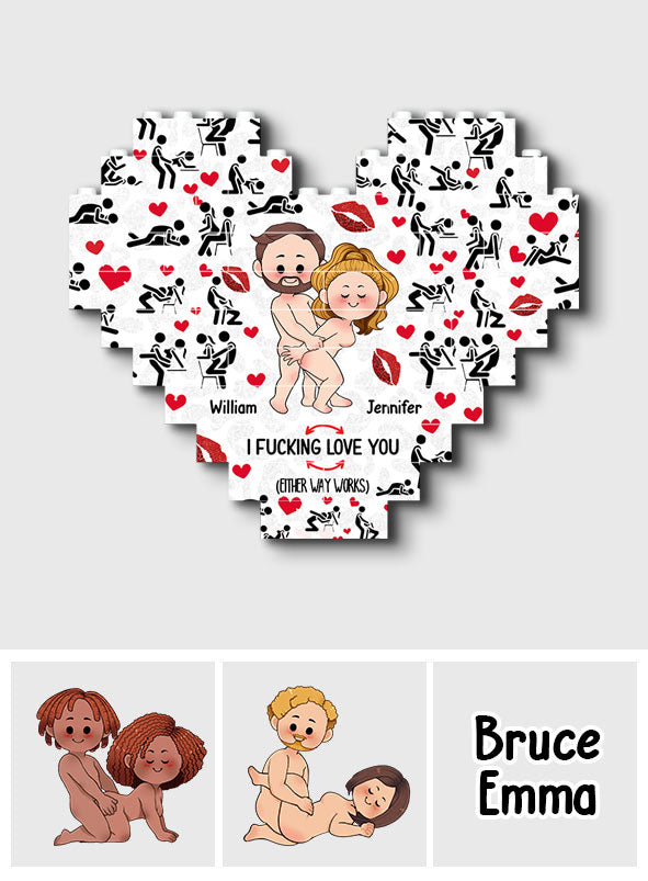 I love you - Personalized Couple Heart Building Brick Blocks Printed On Both Sides