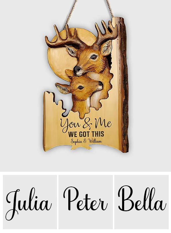 Hirsch und Hirschkuh – Personalisiertes Jagd-Holzschild in individueller Form