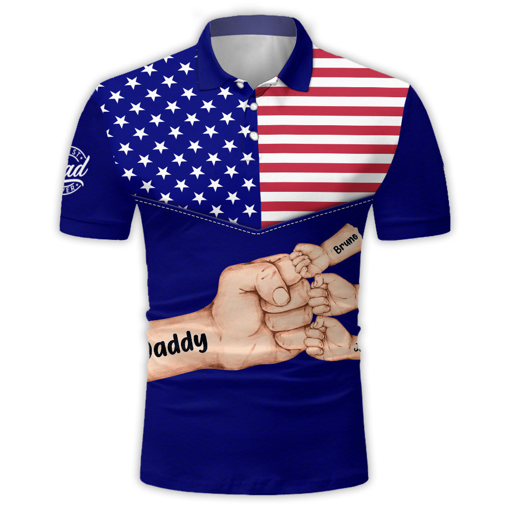 Best Dad Ever Fist - Personalized Father Polo Shirt