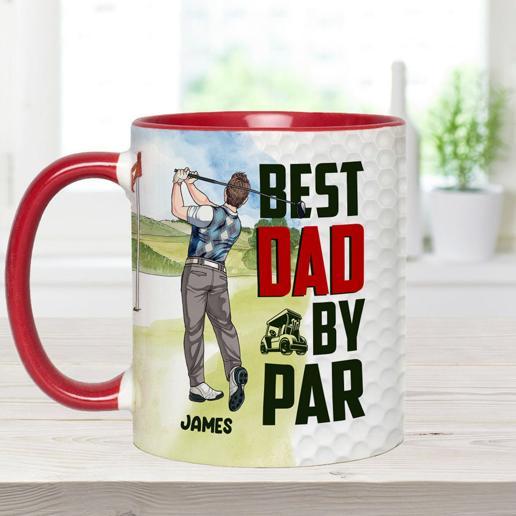 Best Dad by Par - Personalized Golf Accent Mug