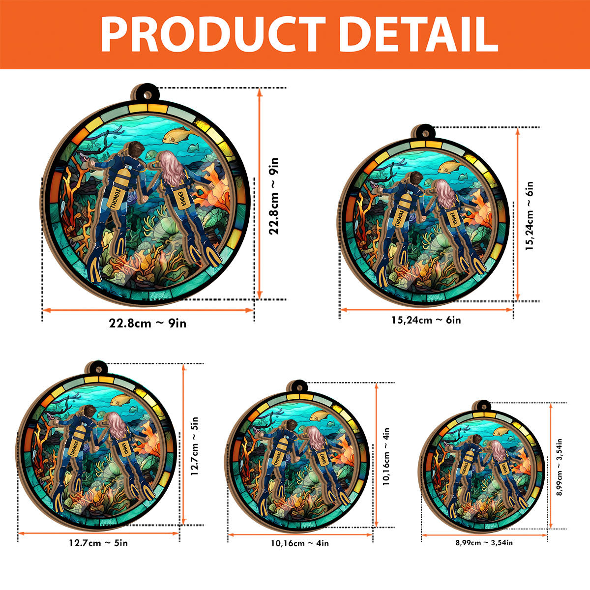 You & Me And The Sea - Personalized Scuba Diving 2 Layered Window Hanging Suncatcher