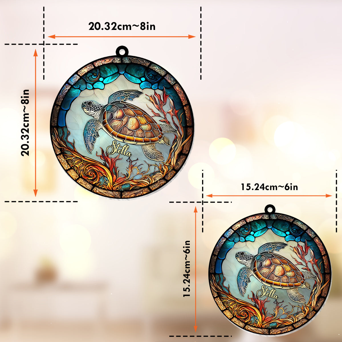 Love Turtles - Personalized Turtle Window Hanging Suncatcher Ornament