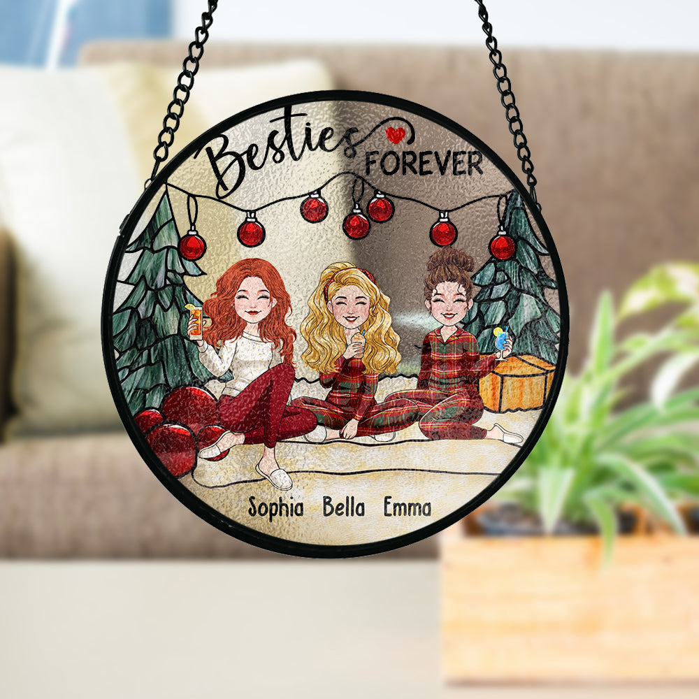 Sisters Forever - Personalized Bestie Stained Glass Suncatcher