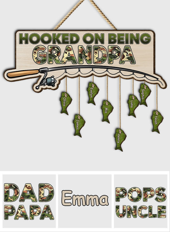 Accro à être papa/grand-père... - Panneau personnalisé en bois de palette de pêche