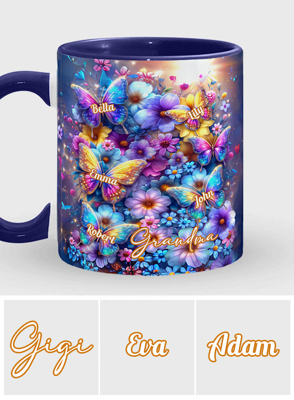 Love Being Called Grandma Colorful Butterfly - Personalized Grandma Accent Mug