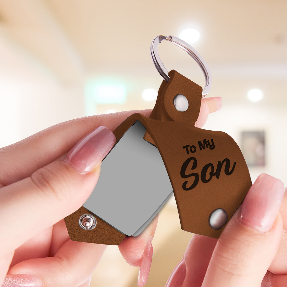 To My Son - Personalized Son Photo Album Keychain