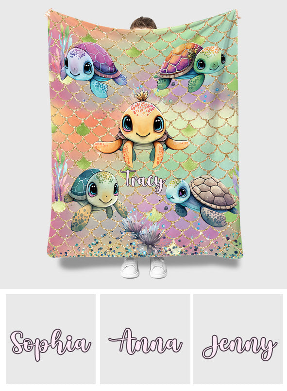 Cute Turtles - Personalized Turtle Blanket