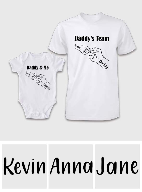 Daddy And Me Daddy's Team - Personalized Father T-shirt And Baby Onesie