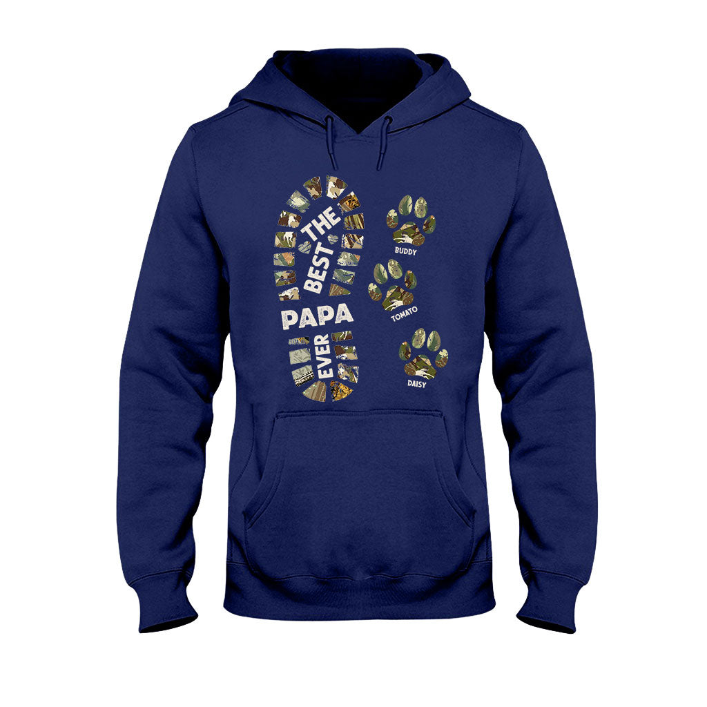 Dad Foot Print Paw Prints - Personalized Father T-shirt And Hoodie